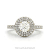 1.05cttw Round Diamond Engagement Ring with Double Diamond Halo and Accented Sides in 14k White Gold - Thumbnail 1
