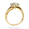 1cttw Double Diamond Bypass Ring with Soldered Matching Band in 14k Yellow Gold - Thumbnail 2