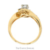 Triple Diamond Bypass Ring with Diamond Accented Open Sides in 14k Yellow Gold - Thumbnail 2
