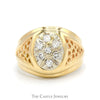 Oval Shaped Diamond Cluster Ring with Open Nugget Style Tapered Sides in 14k Yellow Gold - Thumbnail 1