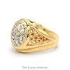 Oval Shaped Diamond Cluster Ring with Open Nugget Style Tapered Sides in 14k Yellow Gold - Thumbnail 3
