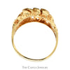 .05ct Illusion Set Diamond Solitaire Men's Ring with Open Nugget Textured Sides in 10k Yellow Gold - Thumbnail 2