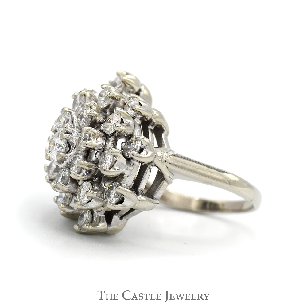 2.75cttw Round Diamond Cocktail Cluster Ring in 14k White Gold