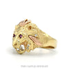 Side profile of the 14k yellow gold lion head ring showing mane detail - Thumbnail 2