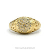 10k yellow gold nugget textured Kentucky cluster ring with open scroll sides — top view - Thumbnail 1