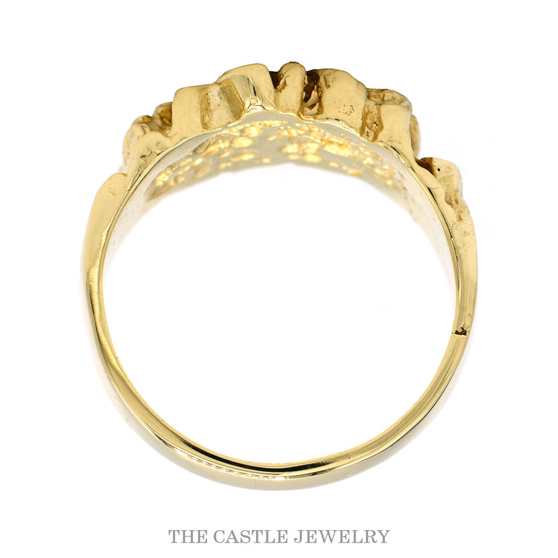 14k Yellow Gold Textured Nugget Style Ring - Size 10.25