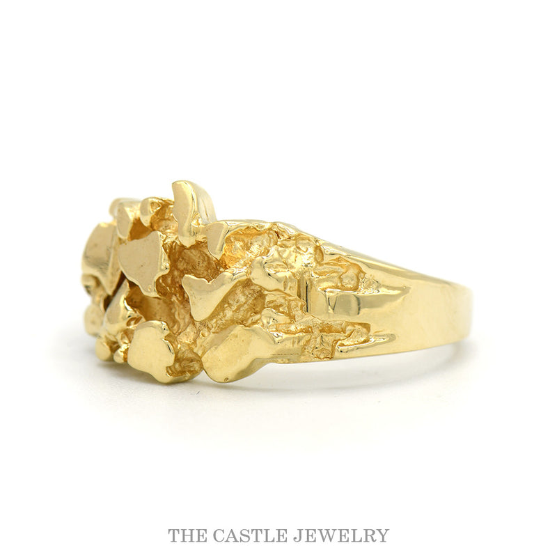 14k Yellow Gold Textured Nugget Style Ring - Size 10.25