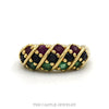 14k yellow gold ruby, sapphire, and emerald diagonal row band — top view - Thumbnail 1