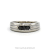 10k white gold black diamond three stone wedding band — top view - Thumbnail 1