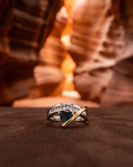 Two Tone Bypass Ring with Trillion Mystic Topaz and Diamond Accents in 14k Gold
