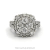 10k white gold 3.50cttw round diamond cluster ring with halo and split shanks — top view - Thumbnail 1