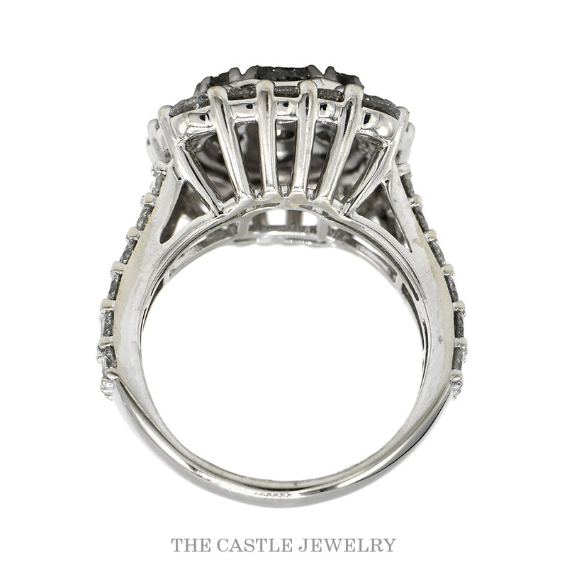 Front-facing view of the 3.50cttw round diamond cluster ring in 10k white gold