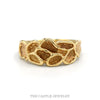 Open nugget ring with polished borders and textured cells in 10k yellow gold — top view - Thumbnail 1