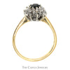 Oval Sapphire Ring with Diamond Cluster Halo in 14k Yellow Gold - Thumbnail 2