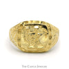 "UK" Logo Ring with Leaf Detailed Sides in 10k Yellow Gold - Thumbnail 1