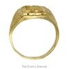 "UK" Logo Ring with Leaf Detailed Sides in 10k Yellow Gold - Thumbnail 2