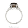Cushion Cut Smokey Quartz Ring with Diamond Halo and Accented Sides in 14k White Gold - Thumbnail 2