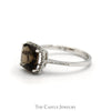 Cushion Cut Smokey Quartz Ring with Diamond Halo and Accented Sides in 14k White Gold - Thumbnail 3