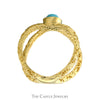 "X" Designed Ring with Turquoise Accent in 14k Yellow Gold - Thumbnail 2