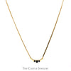 Triple Marquise Sapphire & Diamond Necklace with Flat Link Chain in 10k Yellow Gold - Thumbnail 1