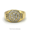 Octagonal Shaped 1cttw Diamond Cluster Men's Ring with Accented Sides in 10k Yellow Gold - Thumbnail 1