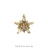 .15cttw Round and Baguette Cut Diamond Starburst Cluster Pendant in 10k Yellow Gold - Thumbnail 1