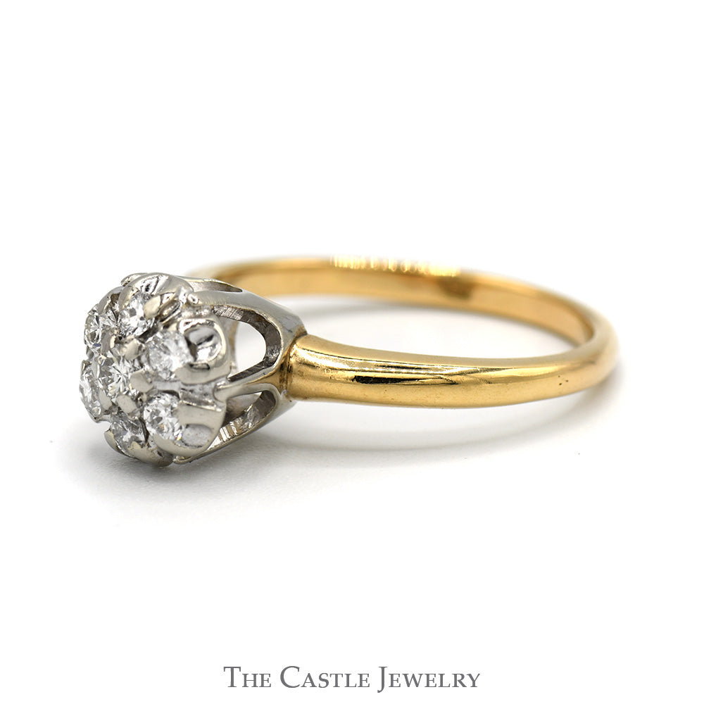 7 Round Diamond Cluster Ring in 14k Yellow Gold