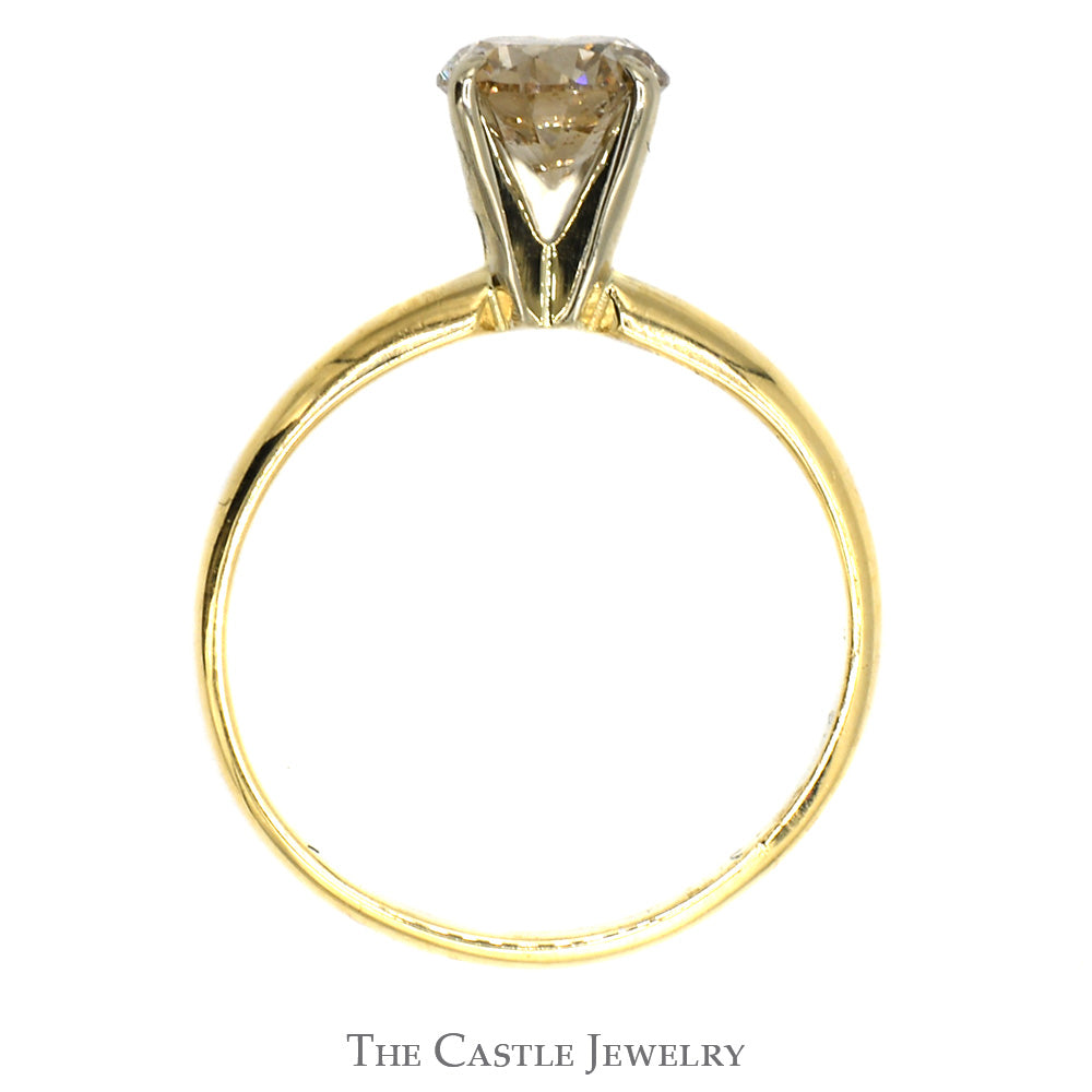 1ct Cognac Brown Diamond Solitaire Engagement Ring in 14k Yellow Gold