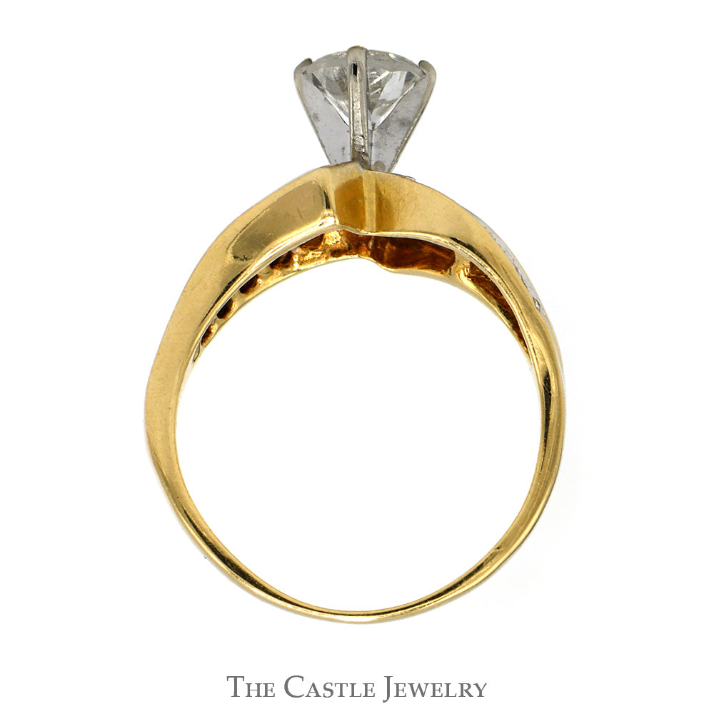 1CTTW Diamond Engagement Ring With .60CT Round Brilliant Cut Center With Round Brilliant Cut Side Diamonds  In 14KT Yellow Gold