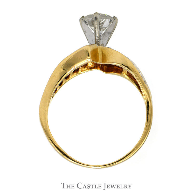 1CTTW Diamond Engagement Ring With .60CT Round Brilliant Cut Center With Round Brilliant Cut Side Diamonds  In 14KT Yellow Gold