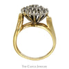 1cttw Round Diamond Cluster Ring with Bypass Cathedral Mounting in 10k Yellow Gold - Thumbnail 2