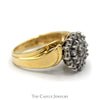 1cttw Round Diamond Cluster Ring with Bypass Cathedral Mounting in 10k Yellow Gold - Thumbnail 3