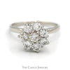 1cttw Flower Shaped Diamond Cluster Ring in 14k White Gold - Thumbnail 1