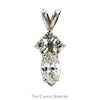 Marquise Cut Diamond Pendant with Three Round Diamond Accents in 14k White Gold - Thumbnail 1