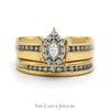 Diamond Bridal Set .33CTTW With .12CT Marquise Cut Center With Diamond Halo And Channel-Set Diamonds In The Bands In 14KT Yellow Gold - Thumbnail 1