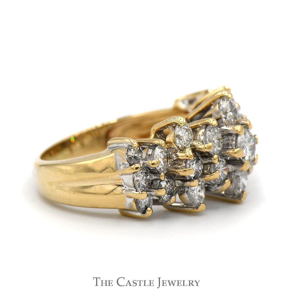 2.5cttw Diamond Cluster Anniversary Band in 14k Yellow Gold