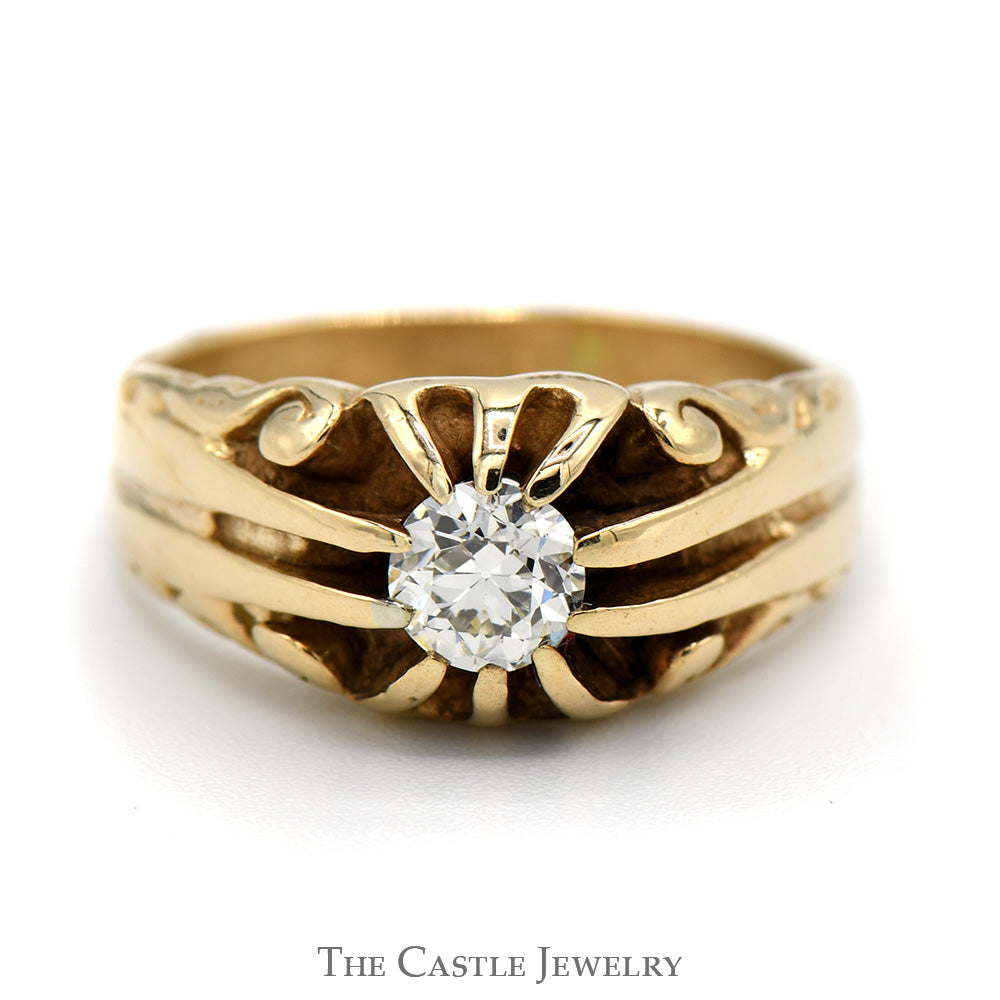 1/2ct Old European Cut Diamond Solitaire Ring with Claw Design in 10k Yellow Gold