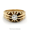 1/2ct Old European Cut Diamond Solitaire Ring with Claw Design in 10k Yellow Gold - Thumbnail 1