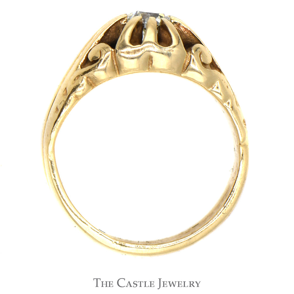 1/2ct Old European Cut Diamond Solitaire Ring with Claw Design in 10k Yellow Gold