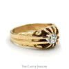 1/2ct Old European Cut Diamond Solitaire Ring with Claw Design in 10k Yellow Gold - Thumbnail 3