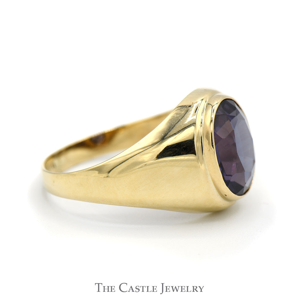 Bezel Set Oval Mystic Topaz Ring with Polished Sides in 10k Yellow Gold
