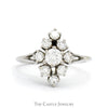 Marquise Shaped Round Diamond Cluster Ring with Split Shank Sides in 14k White Gold - Thumbnail 1