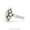 Marquise Shaped Round Diamond Cluster Ring with Split Shank Sides in 14k White Gold - Thumbnail 3