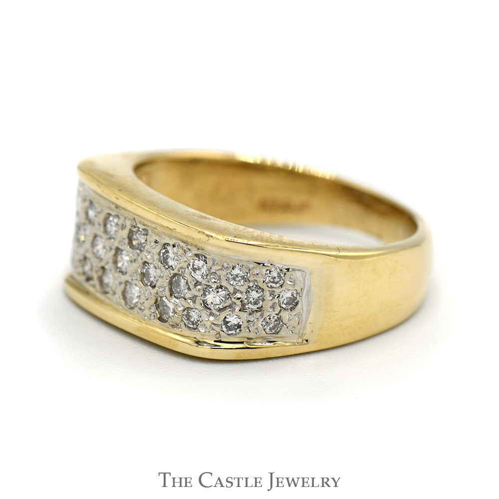 Pave Set 1/2cttw Diamond Cluster Band in 14k Yellow Gold