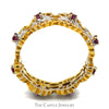 Open Floral Designed Ruby Eternity Band in Two Tone 14k White & Yellow Gold - Thumbnail 2