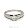 1/2ct Princess Cut Diamond Solitaire Engagement Ring in 14k White Gold Cathedral Mounting - Thumbnail 1