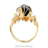 Marquise Shaped 3/4cttw Round Diamond Cluster Ring with Zig Zag Designed Sides in 10k Yellow Gold - Thumbnail 2