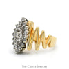 Marquise Shaped 3/4cttw Round Diamond Cluster Ring with Zig Zag Designed Sides in 10k Yellow Gold - Thumbnail 3