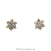 Diamond Flower Cluster Stud Earrings in 14k Yellow Gold Butterfly Pushbacks - Thumbnail 1