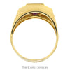 Rectangle Shaped Synthetic Ruby Ring with Channel Set Cubic Zirconia Sides in 14k Yellow Gold - Thumbnail 2